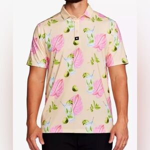 BAD BIRDIE Mojito Men's Short Sleeve Golf Polo Shirt Large fun drinks funny